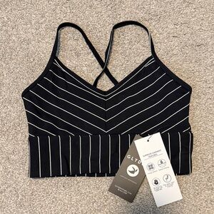 Glyder Navy and White Chevron Sports Bra NWT